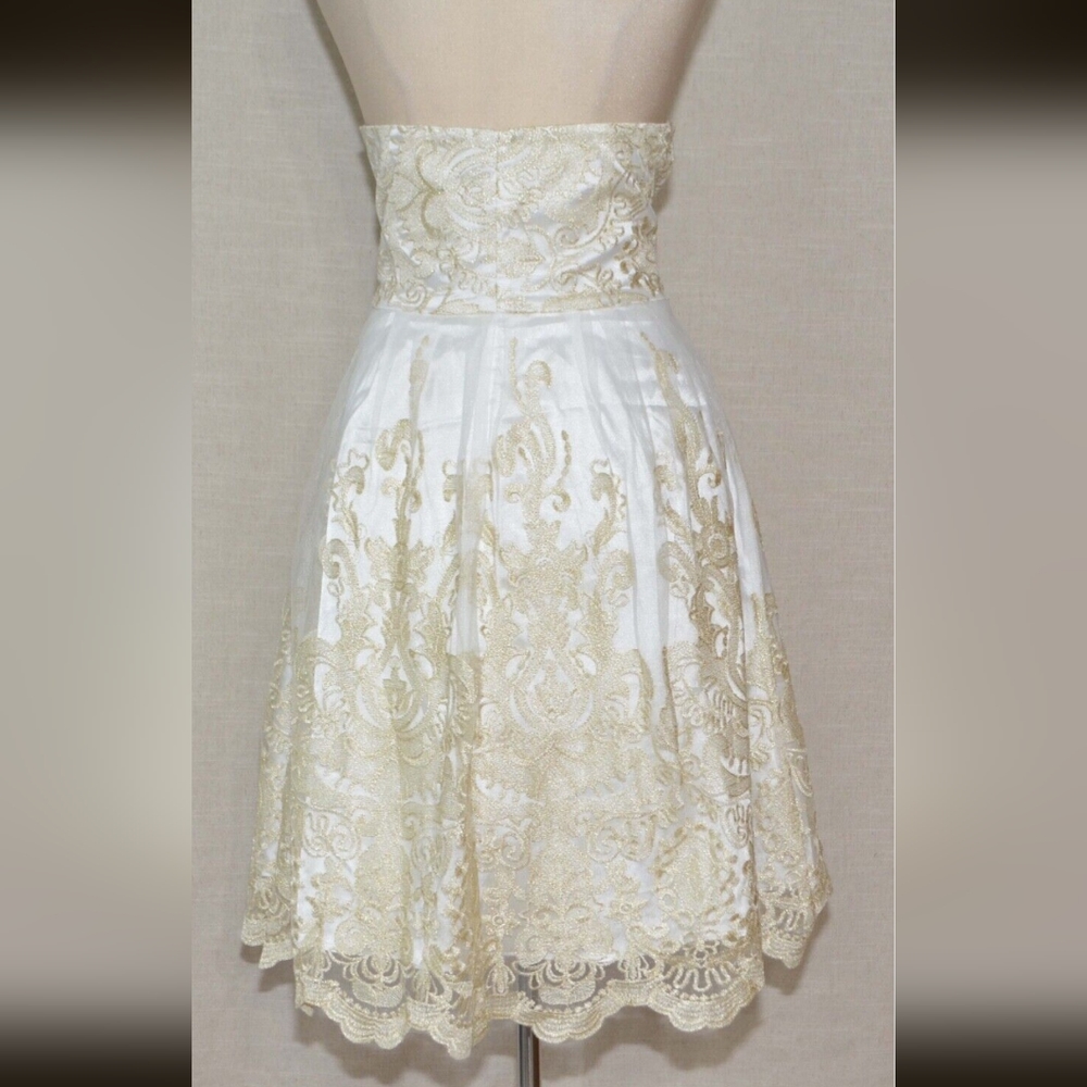 Modcloth Liza Luxe Strapless white gold dress Size 2 XS - Picture 2 of 3